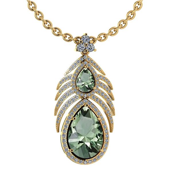 Certified 7.50 Ctw Green Amethyst And Diamond Pear shap