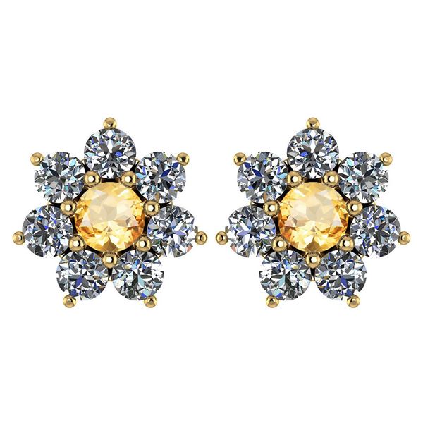 Certified 1.86 Ctw Citrine And Diamond 14k Yellow Gold