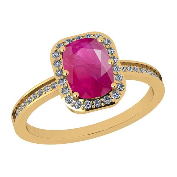 Certified 1.70 Ctw Ruby And Diamond VS/SI1 18K Yellow G
