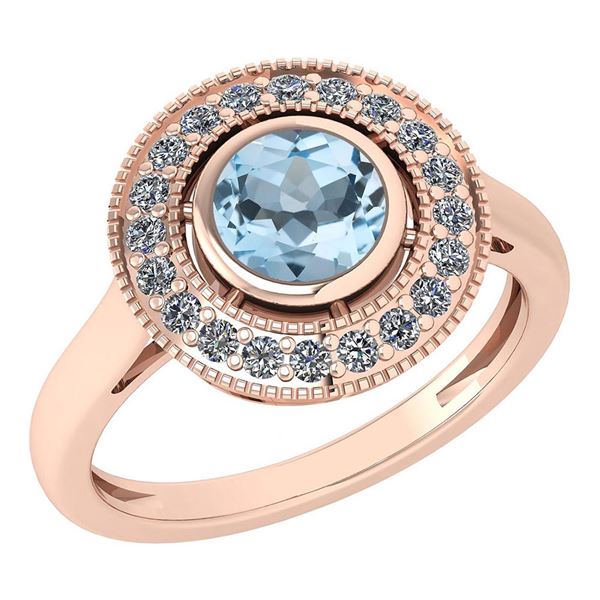 Certified 1.12 Ctw Aquamarine And Diamond Wedding/Engag