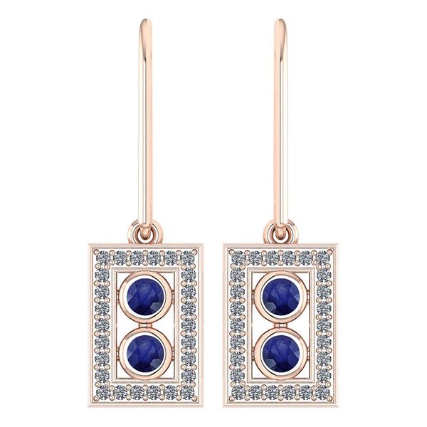 Certified 0.63 Ctw Blue Sapphire And Diamond Wedding/En