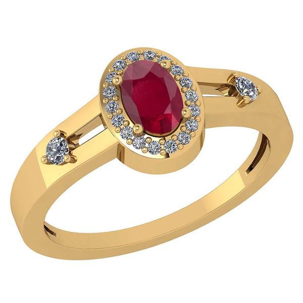 Certified 0.65 Ctw Garnet And Diamond 14k Yellow Gold H