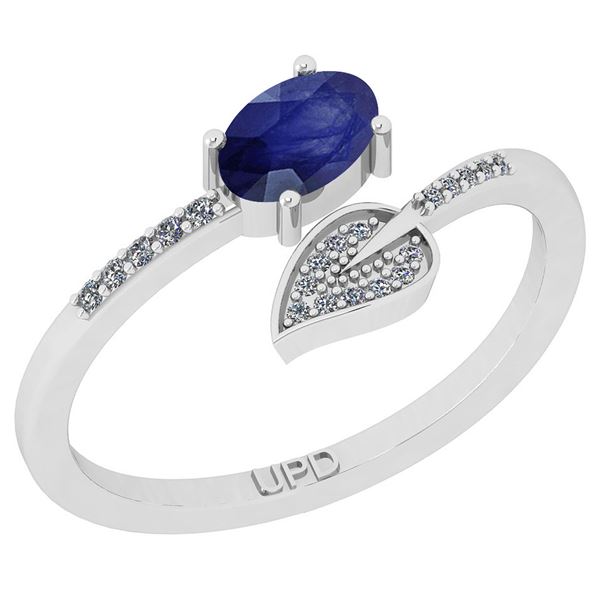 Certified 0.58 Ctw SI2/I1 Blue Sapphire And Diamond 14K