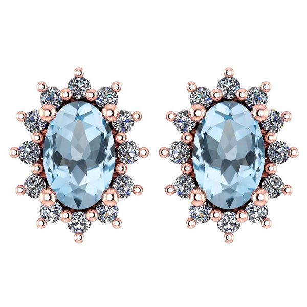 Certified 1.24 Ctw Aquamarine And Diamond 14k Rose Gold