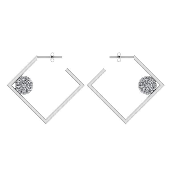Certified 0.53 Ctw Diamond 14K White Gold Earrings