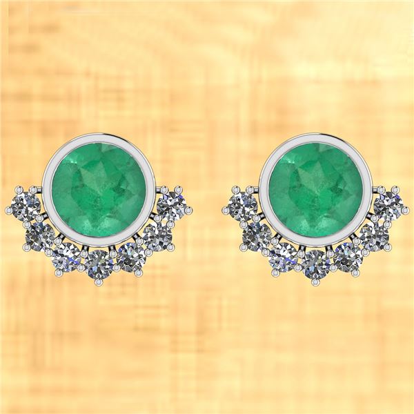 Certified 2.00 Ctw Emerald And Diamond SI1/SI2 14K Whit