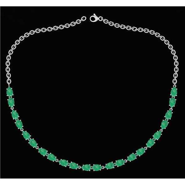 Certified 12.50 Ctw Emerlad Pear Shape Necklace For wom