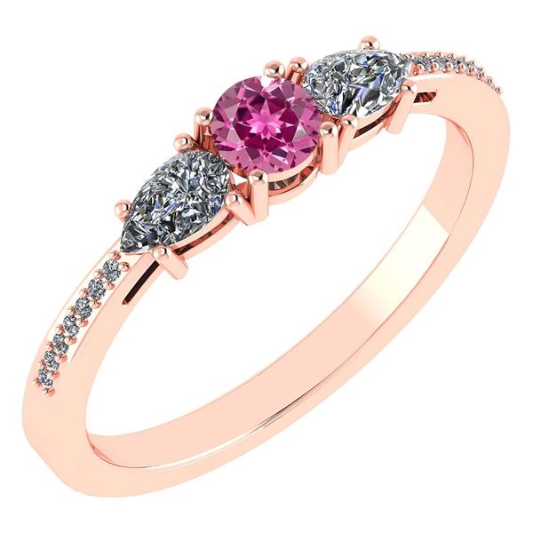 Certified 0.77 Ctw Pink Tourmaline And Diamond 14k Rose