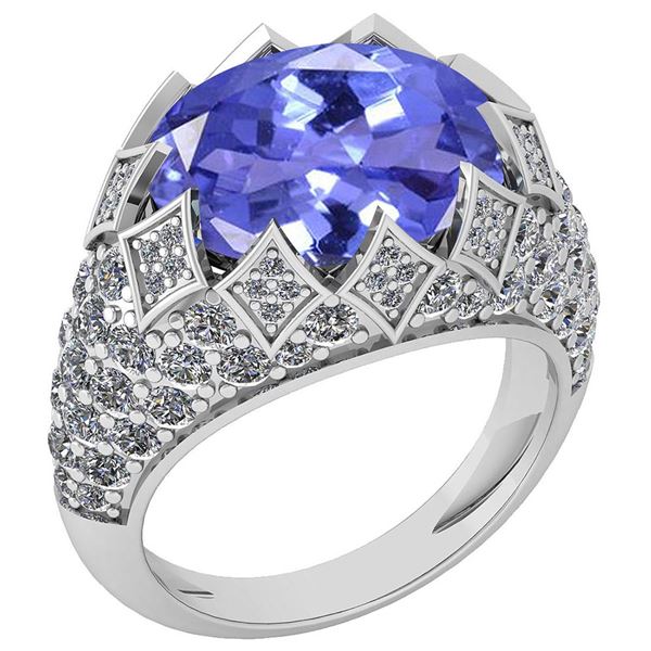 Certified 7.81 Ctw Tanzanite And Diamond VS/SI1 Unique