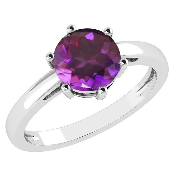 Certified 1.00Ctw Genuine Amethyst 14k White Gold Halo