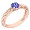 Image 1 : Certified 0.45 Ctw Tanzanite Solitaire Ring 14K Rose Go
