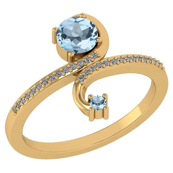 Certified 0.85 Ctw Aquamarine And Diamond 14k Yellow Go