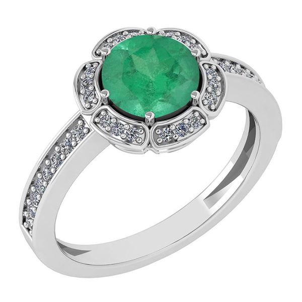 Certified 1.47 Ctw Emerald And Diamond VS/SI1 Engagemen