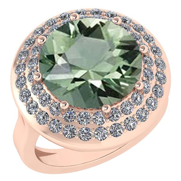 Certified 7.30 Ctw Green Amethyst And Diamond VS/SI1 Ha