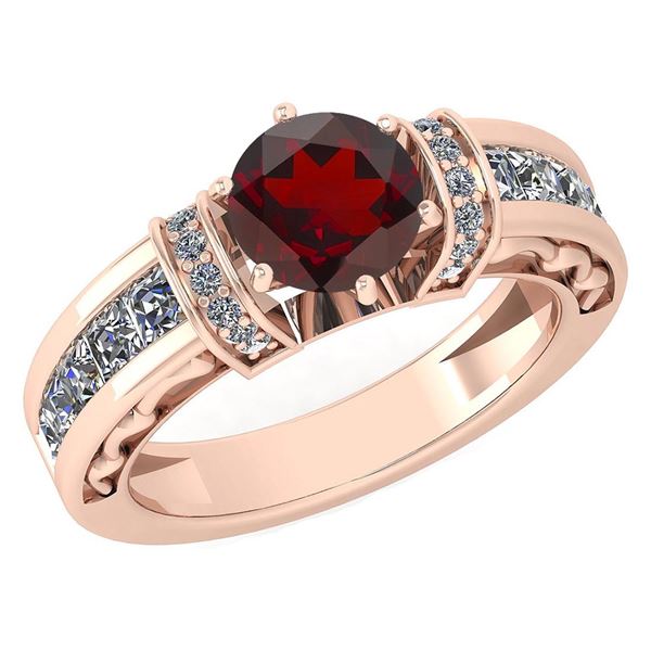Certified 2.15 Ctw Garnet And Diamond VS/SI1 14K Rose G