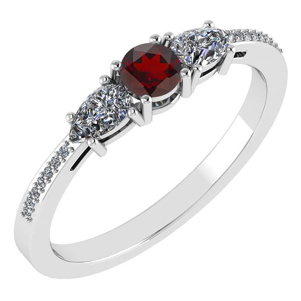 Certified 0.77 Ctw Garnet And Diamond 14k White Gold Ha