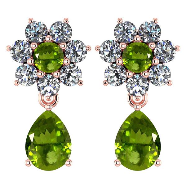 Certified 4.86 Ctw Peridot And Diamond 18K Rose Gold Ha