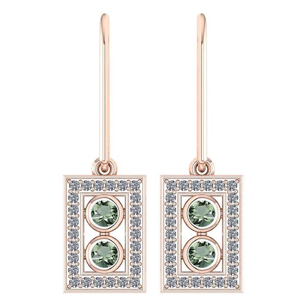 Certified 0.63 Ctw Green Amethyst And Diamond Wedding/E