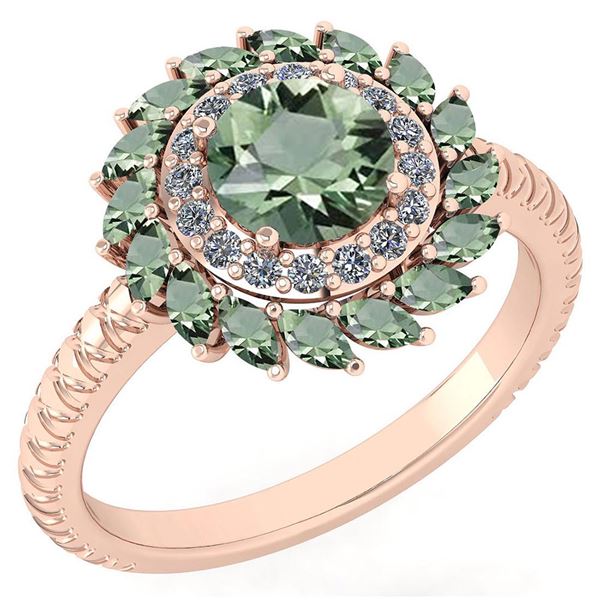 Certified 2.40 Ctw Green Amethyst And Diamond VS/SI1 Ha