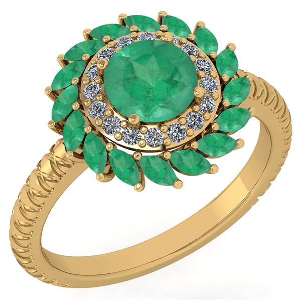 Certified 2.40 Ctw Emerald And Diamond VS/SI1 Halo Ring