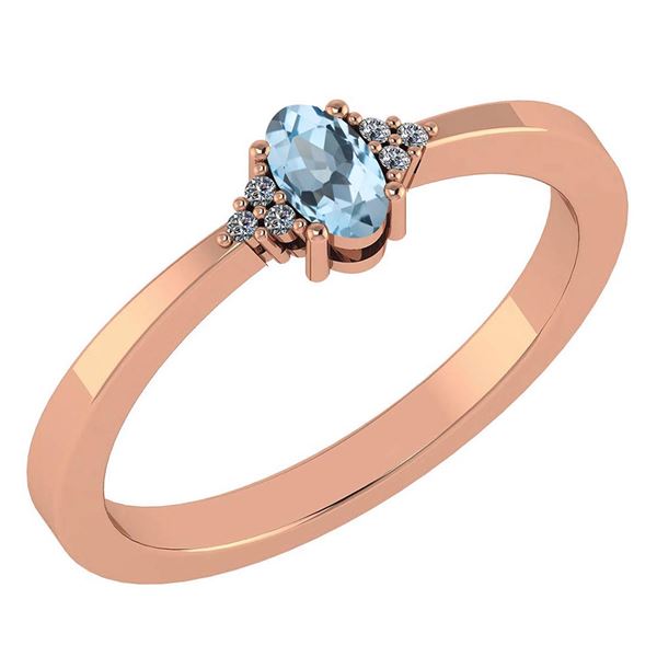 Certified 0.24 CTW Aquamarine And Diamond 14k Rose Gold