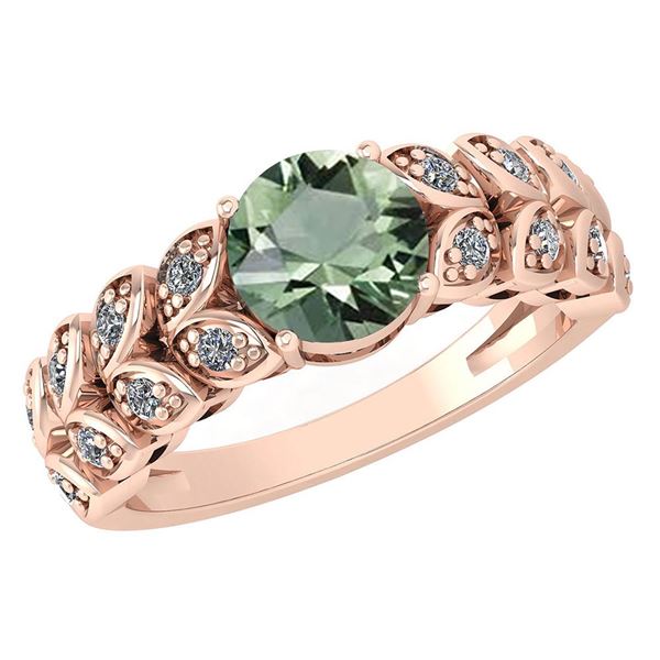 Certified 1.47 Ctw Green Amethyst And Diamond Wedding/E