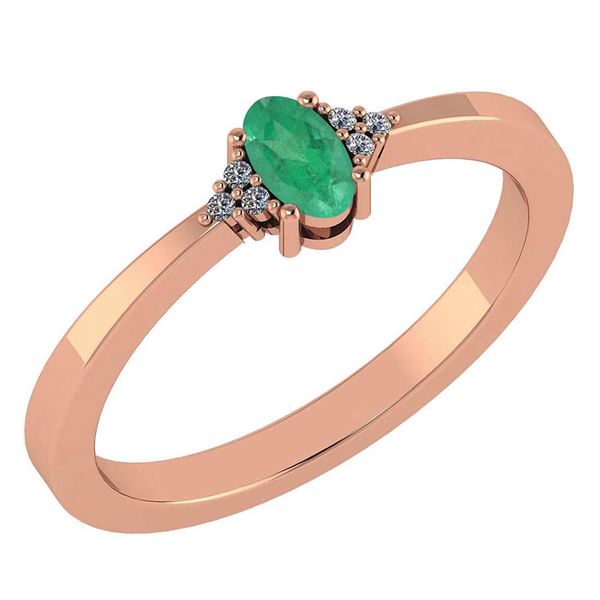 Certified 0.24 Ctw Emerald And Diamond 18K Rose Gold Ha