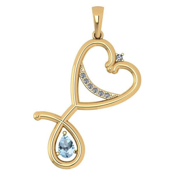 Certified 0.60 Ctw Aquamarine And Diamond Pendant For w