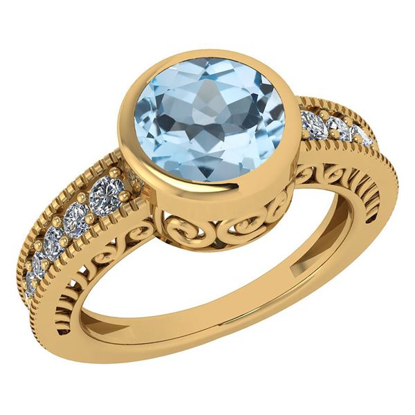 Certified 1.55 Ctw Aquamarine And Diamond Wedding/Engag