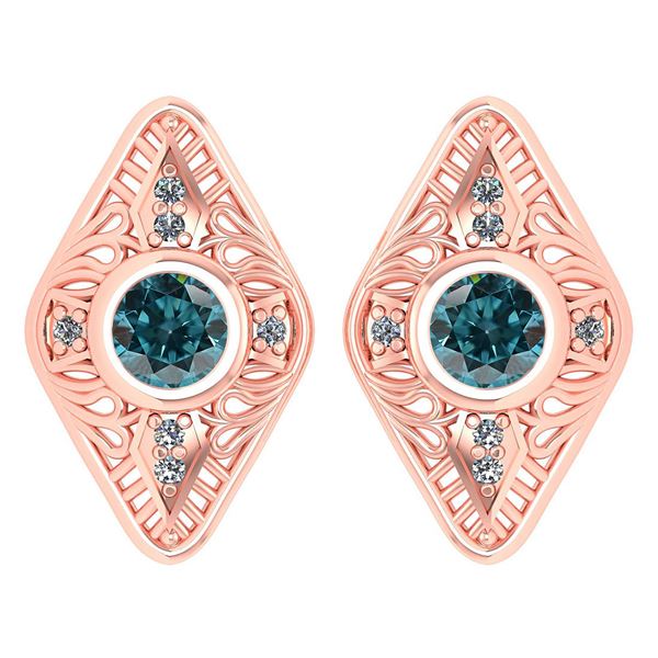 Certified 1.46 Ctw Fancy Blue Diamond 18k Rose Gold Hal