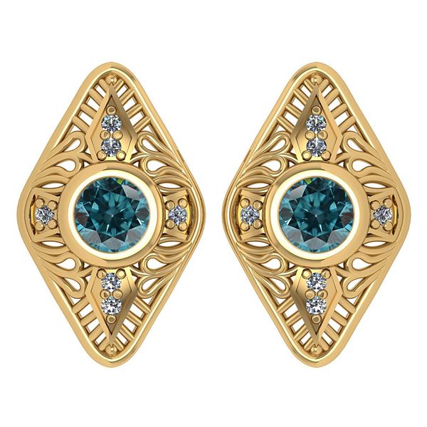 Certified 1.46 Ctw Fancy Blue Diamond 18k Yellow Gold H