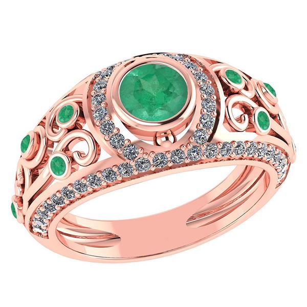 Certified 1.08 Ctw Emerald And Diamond Wedding/Engageme