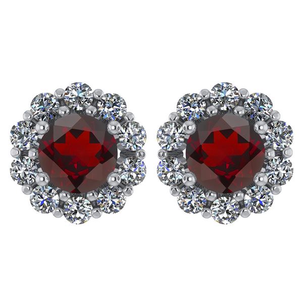Certified 2.30 Ctw Garnet And Diamond 14k White Gold Ha