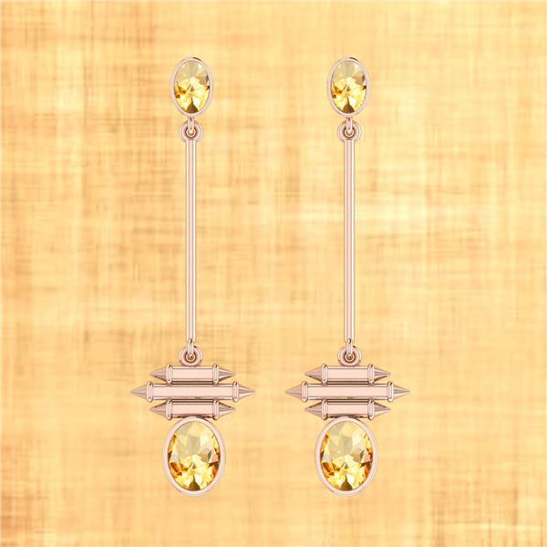 Certified 2.50 Ctw Citrine 10K Rose Gold Drop Earrings