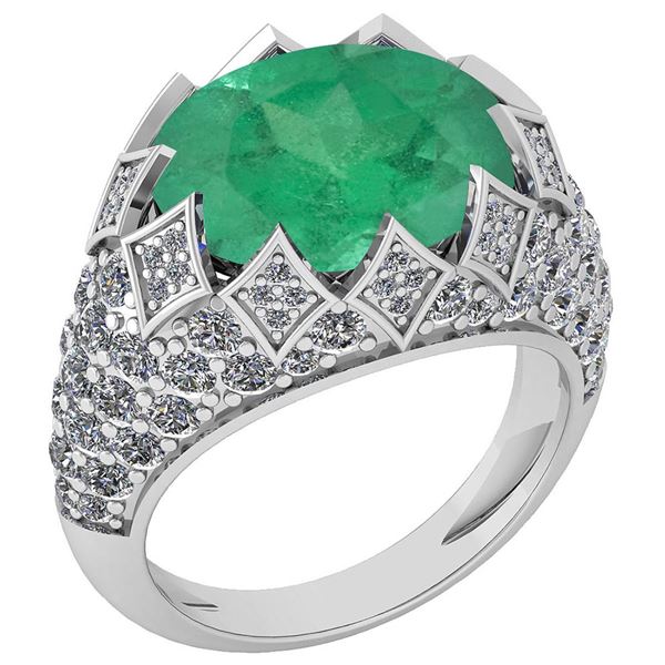 Certified 7.81 Ctw Emerald And Diamond VS/SI1 Unique En