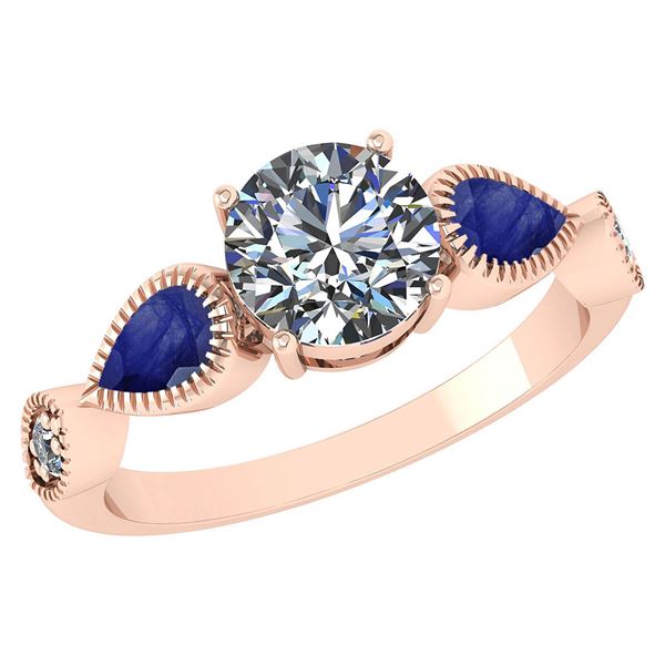 Certified 1.89 Ctw Blue Sapphire And Diamond Wedding/En