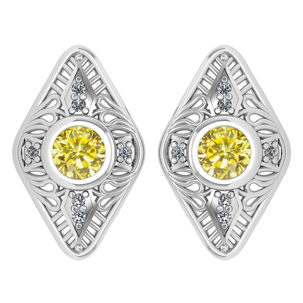 Certified 1.46 Ctw Fancy Yellow Diamond 18k White Gold