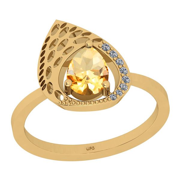 Certified 0.79 Ctw I2/I3 Citrine And Diamond 10K Yellow