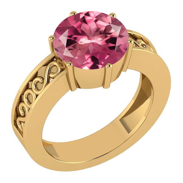 Certified 1.25 Ctw Pink Tourmaline Solitaire Ring with