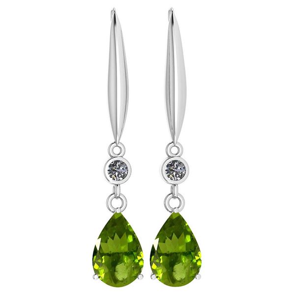 Certified 5.70 Ctw Peridot And Diamond VS/SI1 Dangling