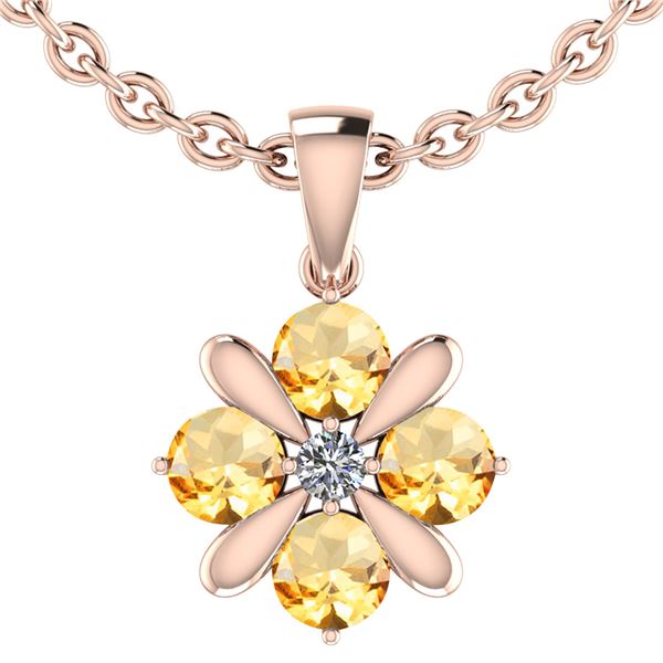 Certified 2.10 Ctw Citrine And Diamond I1/I2 10K Rose G