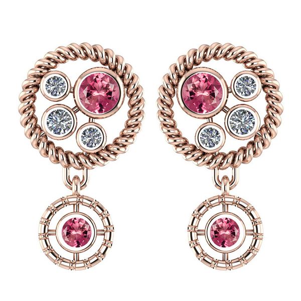 Certified 0.84 Ctw Pink Tourmaline And Diamond Wedding/