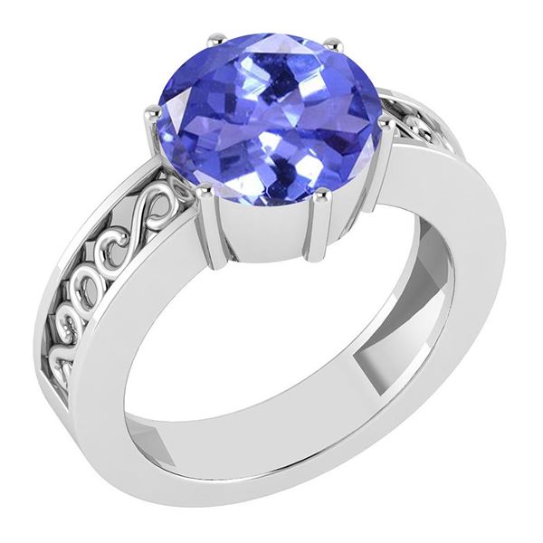 Certified 1.25 Ctw Tanzanite Solitaire Ring with Filigr