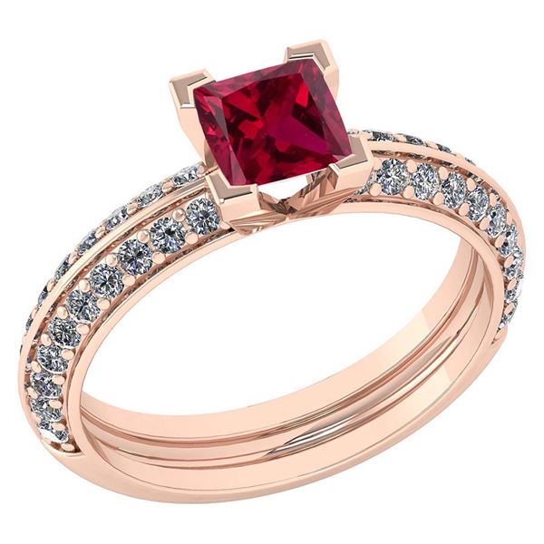 Certified 1.23 Ctw Ruby And Diamond Wedding/Engagement