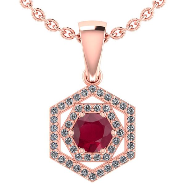Certified 0.69 Ctw Ruby And Diamond 14k Rose Gold Halo