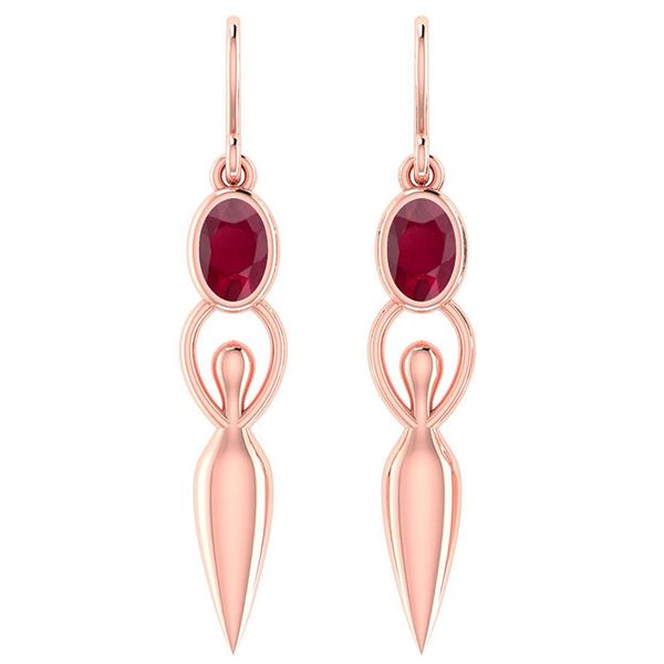 Certified 1.00 Ctw Ruby And Diamond 14k Rose Gold Earri