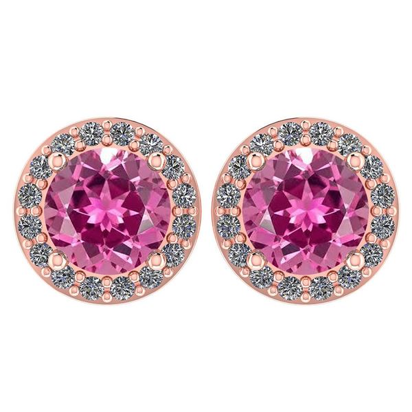 Certified 1.06 Ctw Pink Tourmaline And Diamond 18K Rose