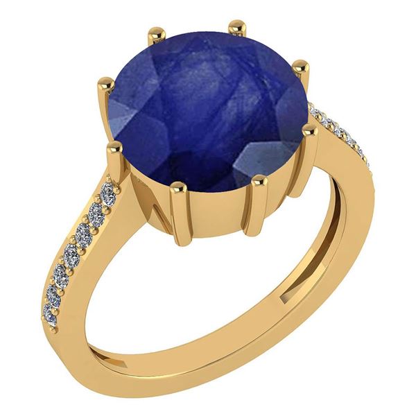 Certified 2.14 Ctw Blue Sapphire And Diamond VS/SI1 Eng