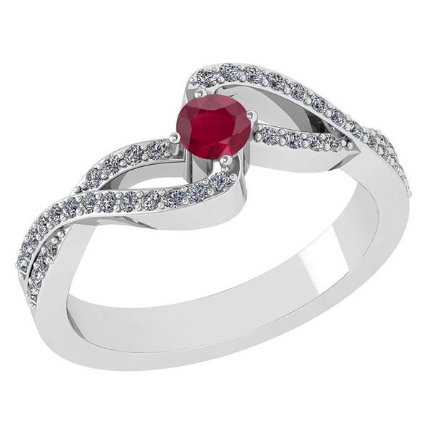 Certified 0.61 CTW Ruby And Diamond 14k White Gold Halo