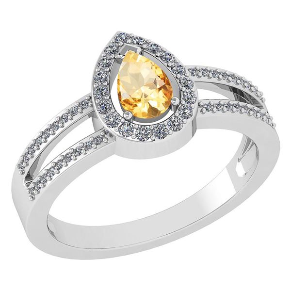 Certified 0.74 CTW Citrine And Diamond 14k White Gold H